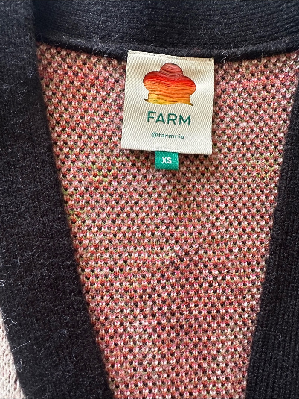 Farm Rio Palms Paradise Sand Knit Cardigan Sweater Women’s Size XS Oversized - Picture 6 of 16
